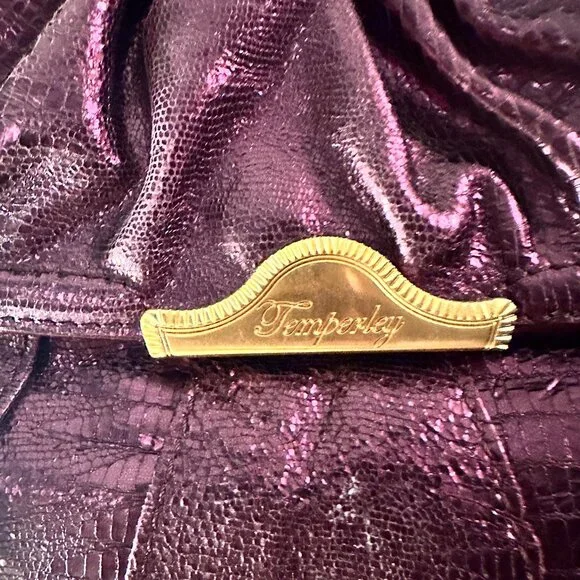 Temperley London Metallic Plum Embossed Leather Chain Shoulder Bag NWOT - Picture 3 of 16